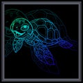 Gradient colorful Cute sea turtle mandala arts