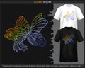 Gradient Colorful goldfish mandala arts isolated on black and white t shirt