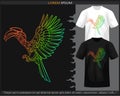 Gradient Colorful Hornbill bird mandala arts isolated on black and white t shirt Royalty Free Stock Photo