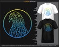 Gradient Colorful Hyacinth macaw mandala arts isolated on black and white t shirt Royalty Free Stock Photo