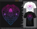 Gradient Colorful King cobra mandala arts isolated on black and white t shirt