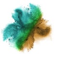 Gradient colorful powder splash isolated on white Royalty Free Stock Photo