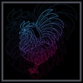 Gradient Colorful Rooster mandala arts