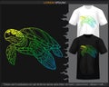 Gradient Colorful Sea turtle mandala arts isolated on black and white t shirt