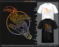 Gradient Colorful of toucan bird mandala arts isolated on black and white t shirt Royalty Free Stock Photo