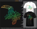 gradient Colorful Toucan bird mandala arts isolated on black and white t shirt Royalty Free Stock Photo