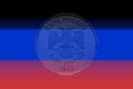 Gradient colors of Donetsk People`s Republic with image of Russia coin obverse 5 roubles 2014.