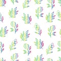 gradient contour isolated laser silhouettes of herbs and flowers vector seamless pattern