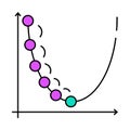 gradient descent algorithm icon color illustration