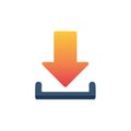 Gradient download arrow icon symbolizing digital data transfer web interface and cloud saving Royalty Free Stock Photo