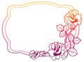 Gradient frame with roses. Raster clip art.