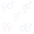 Gradient gender symbols icons set. Male female bisexual transgender gay lesbian and other genders collection Royalty Free Stock Photo