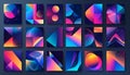 Gradient geometric abstract posters set Royalty Free Stock Photo