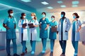 Medical team. Doctors and nurses in hospital. Generative AI