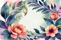 Beautiful floral background with roses and green leaves. Vector illustration. Generative AI Royalty Free Stock Photo