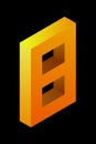Gradient golden number 8 in isometric style. Yellow figure isolated on black background. Learning numbers, price, place.