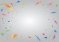 Gradient gray blank party template background with colorful rainbow confetti