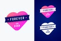 Gradient heart with ribbon with forever and ever text.