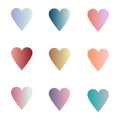 Gradient heart set. Colored heart collection. Valentine`s Day illustration isolated