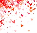 gradient of hearts descending in shades of pink and red