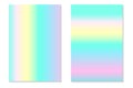 Gradient Hologram Backgrounds. Set of colorful holographic posters in retro style. Vibrant neon pastel texture. Vector gradient.