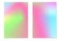 Gradient Hologram Backgrounds. Set of colorful holographic posters in retro style. Vibrant neon pastel texture. Vector gradient.