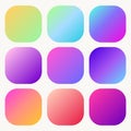 Gradient holographic button set Trendy soft Multicolor fluid covers. Vector Royalty Free Stock Photo