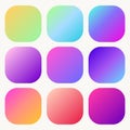 Gradient holographic button set Trendy soft Multicolor fluid covers. Vector