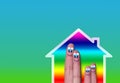 House with very cute family fingers inside Royalty Free Stock Photo