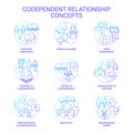 Gradient icons representing codependent relationship concept