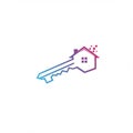 Gradient illustration combining a house and a key. The house outline features a roof Royalty Free Stock Photo