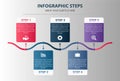 Gradient infographic steps with five options