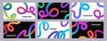Gradient lines banner. Abstract blend shape. Color wavy fluid curve. Gradient rainbow ribbons background. Dynamic