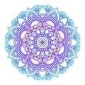 Gradient mandala. Circle ethnic ornament. Hand drawn traditional indian round element. Spiritual meditation yoga henna