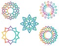 Gradient mandala set of 5 for print, textile, home decoration, meditation utilization