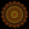 Gradient mandala texture. Vector ethnic ornament with gold and red colors