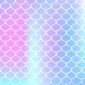 Gradient mermaid background with holographic scales.