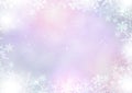 Gradient mixed purple winter paper background with snowflake border