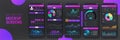Gradient mobile application mockup. UI, UX, KIT smartphones app screens design. Modern infographic, pie charts, diagrams