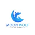 Gradient Moon Wolves Modern Logos Design Vector Illustration Template