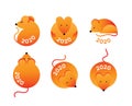 Happy Chinese new year design. 2020 Rat zodiac. Cute mouse cartoon collection. Vector illustration and banner concept Royalty Free Stock Photo