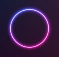 Gradient neon circle, blue-pink glowing border isolated on a dark background. Colorful night banner Royalty Free Stock Photo