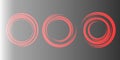 Gradient neon circle frame set. Line light. Glowing border isolated on dark background. Royalty Free Stock Photo