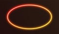 Gradient neon ellipse, red-yellow glowing border isolated on a dark background. Colorful night oval banner Royalty Free Stock Photo