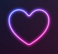 Gradient neon heart, blue-pink glowing border isolated on a dark background. Colorful night banner Royalty Free Stock Photo