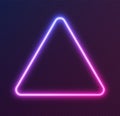 Gradient neon triangle, blue-pink glowing border isolated on a dark background. Colorful night banner Royalty Free Stock Photo