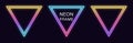 Gradient neon triangle Frame. Vector set of triangular neon Border with double outline Royalty Free Stock Photo