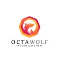 Gradient Octagon Wolf Modern Logos Design Vector Illustration Template