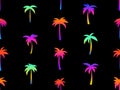 Gradient palm trees seamless pattern. Summer time, wallpaper with tropical pattern. Design for printing t-shirts, banners and Royalty Free Stock Photo