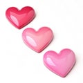 Gradient pink 3D heart icons isolated on transparent background Royalty Free Stock Photo